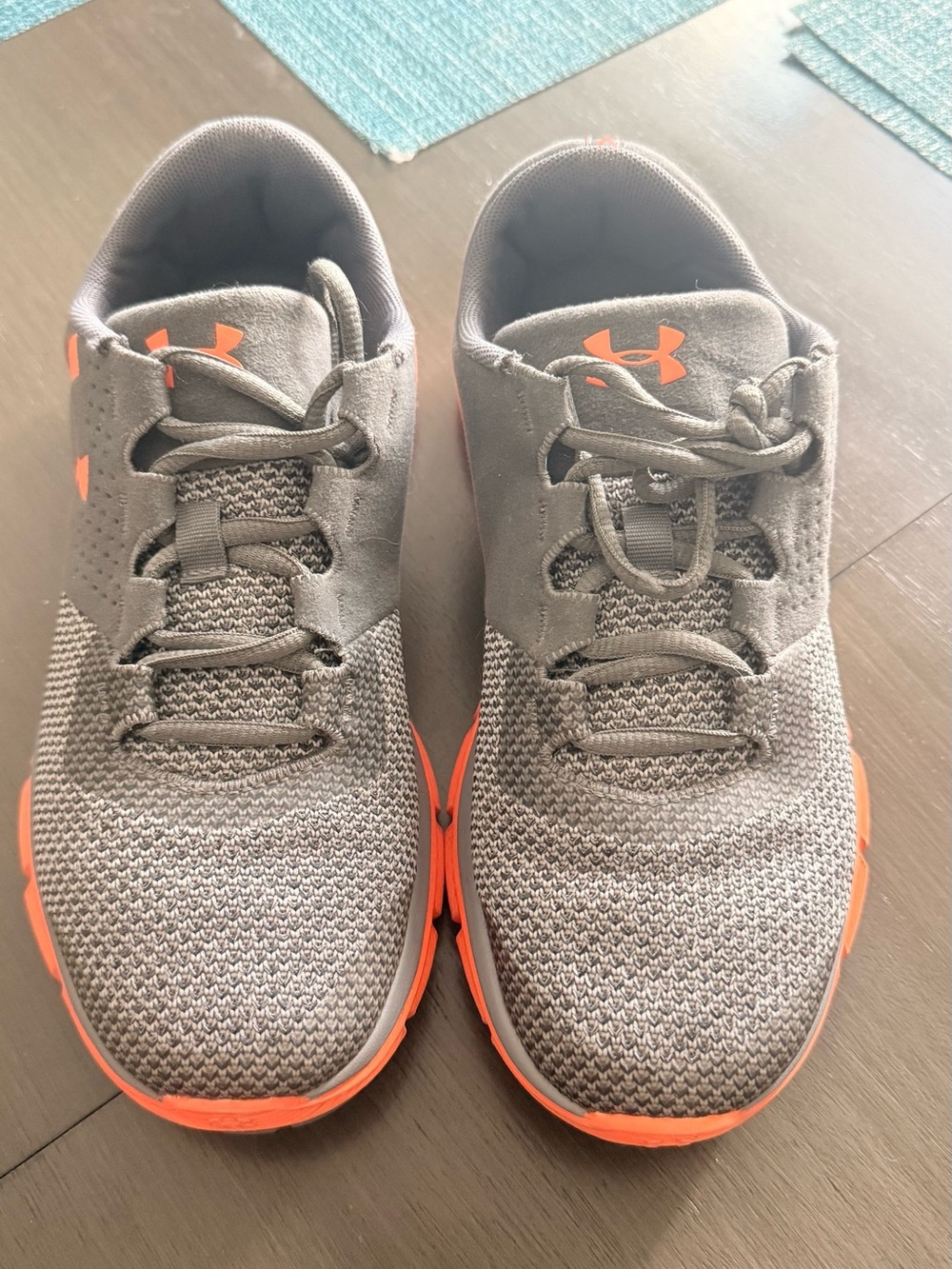 Under Armour Gray Knit Sneakers with Orange Soles